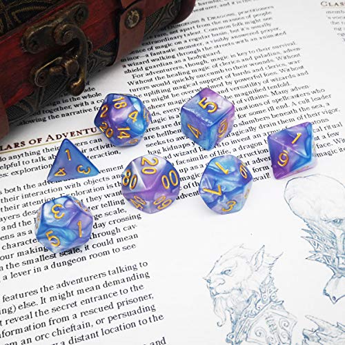 PJOY DND Dice Set Polyhedral D&D Dragon Dice for Dungeons and Dragons Pathfinder Shadowrun Role Playing Games (Baby Blue Purple) - Thumbnail 4