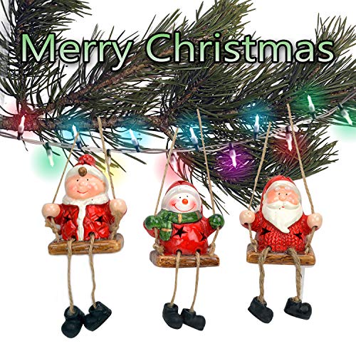 Evelyne GMT-10309-3 3-Piece Set Holiday Season Ceramic Christmas Haning Ornaments Decorative Display - Santa Claus
