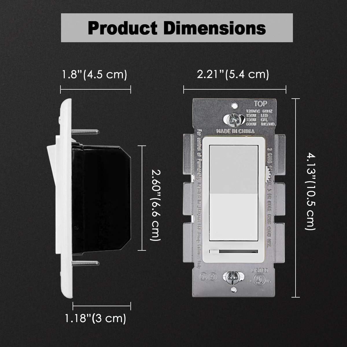 (5 Pack) CML Dimmer Light Switch for LED Lights, Single Pole or 3 Way, 120V, 3-Year Warranty, UL Listed: Industrial & Scientific
