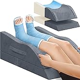 TranquilRelax Leg Elevation Pillow for After Surgery, Wedge Pillow, Grey | Double-leg design, adjustable height, U-shaped cradle, supportive memory foam, washable cover, leg elevation for swelling