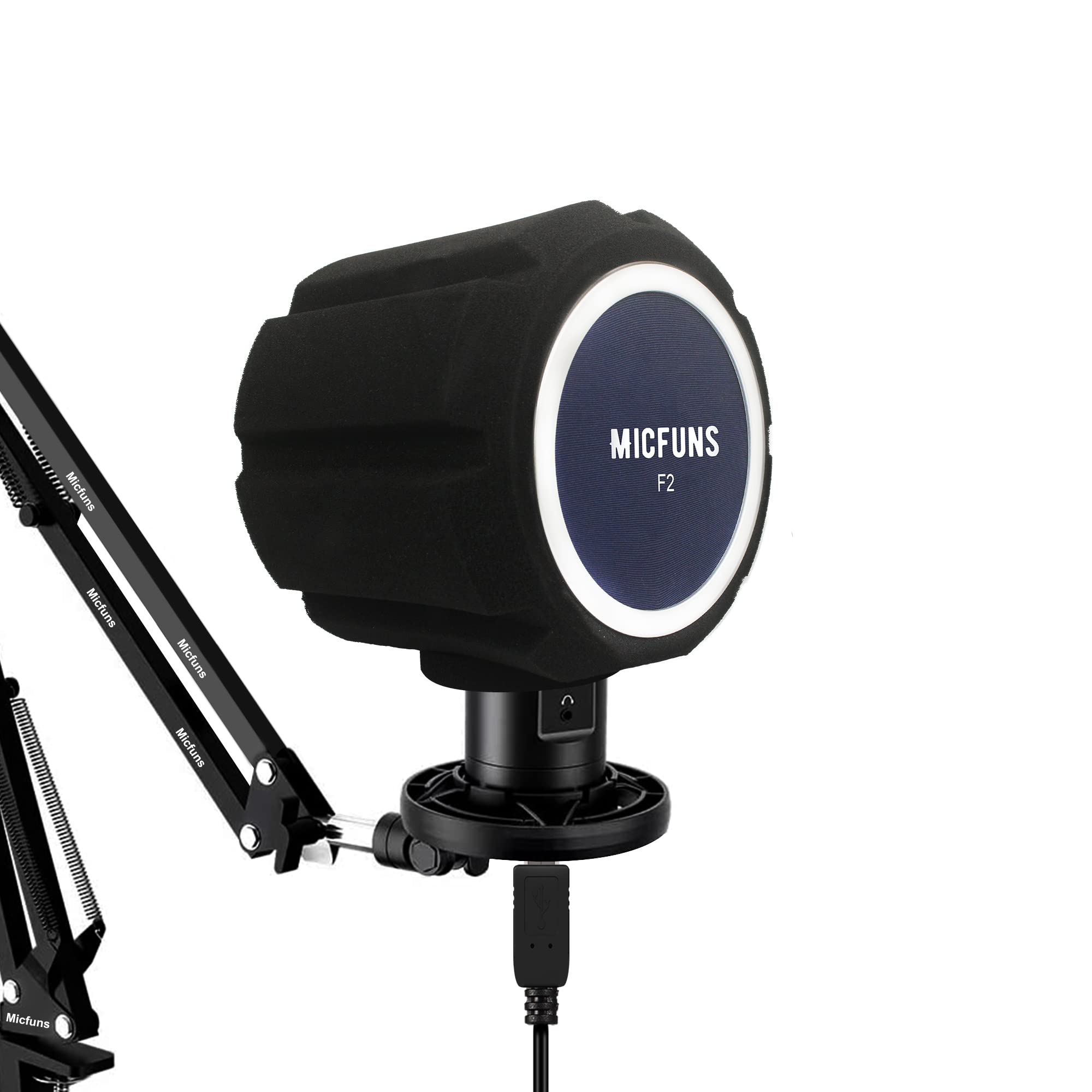 micfuns F2 Professional Microphone Windscreens Pop Filter, Acoustic Filter for 45mm-60mm Recording Studios Microphones, Sound-Absorbing Foam That Reduces Noise and Reflections(Blue)