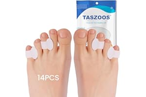 TASZOOS Gel Toe Separator, (14pcs) Pinky Toe Spacers with Aloe Vera Extract, Restore Toes to Their Original Shape, Relief Overlapping Toe, Bunions, Corn and Blister (Small Size, White)