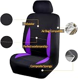 Flying Banner Front and Rear Car Seat Covers Black Purple Full Set view 2