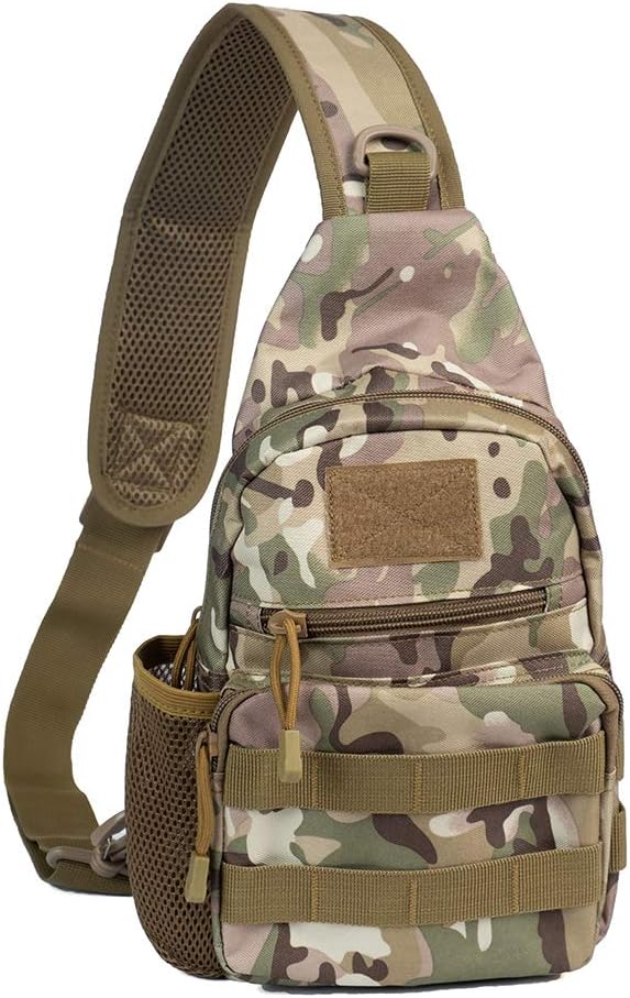 Men's Tactical Sling Bag Chest Shoulder Molle Small Daypack Backpack for Outdoor Cycling Hiking Camping Trekking by Saigain