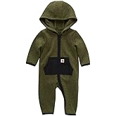 Carhartt Kid's CM5402 Long-Sleeve Zip-Front Coverall | Baby Newborn Infant Boys | 6 Months (6M) | Chive Heather