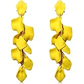 Long Acrylic Rose Petal Earrings Dangle Exaggerated Flower Statement Floral Tassel Drop Earrings for Women Party, Daily Wear