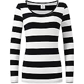 Sthisomo Women's Classic Long Sleeve Striped Scoop Neck T-Shirts