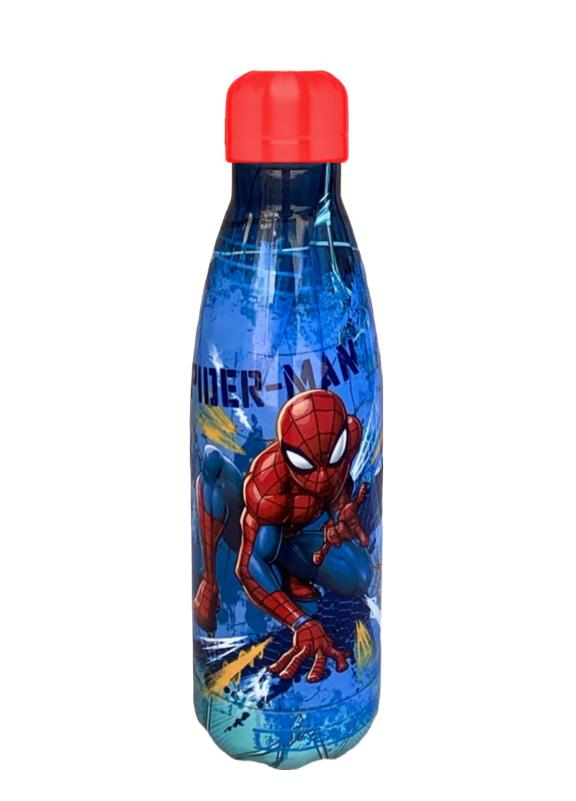 Marvel Spiderman Reusable Bottle Durable Aluminum Design Water Bottle Boys Water Bottle Travel Bottle Capacity 500ml (Blue)