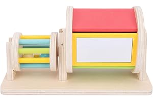 Yinhing Wooden Rolling Drum Rattle Toy Sensory Development Baby Toy with 5 Vibrant Colors for Infant Tummy Time Play and Fine