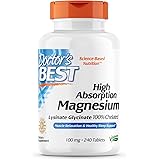 Doctor's Best High Absorption Magnesium Glycinate Lysinate, 100% Chelated, Non-GMO, Vegan, Gluten & Soy Free, 100 mg, 240 Cou