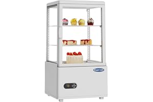 CAPEIVAN Countertop Pastry Display Refrigerator white, 2.05 Cu.Ft / 58L Commercial Bakery Showcase with LED Light, Frost-Free Glass, Digital Thermostat, 2-Tier Design for Café Store Restaurant