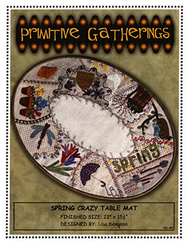 Spring Crazy Table Mat Wool Applique Primitive Gatherings Pattern