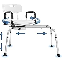 Eosprim Sliding Shower Chair Tub Transfer Bench with 360° Swivel Seat, Height Adjustable, Pivoting Arms, 400 Lbs Capacity, fo
