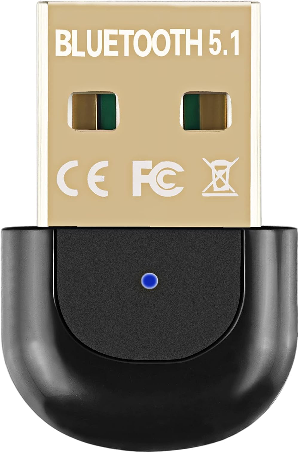 Mokeum Bluetooth 5.1 USB Adapter Dongle Transmitter Receiver Win 7/8/10 Black