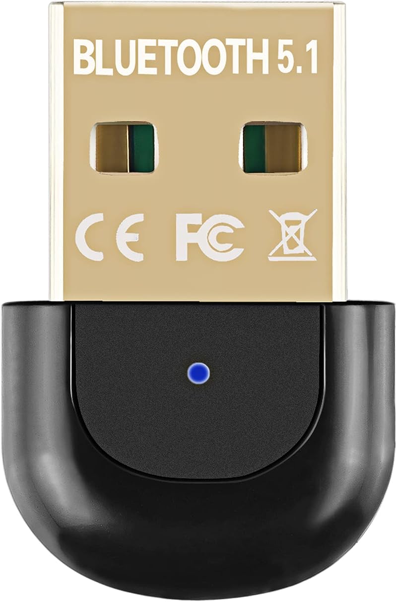Mokeum Bluetooth 5.1 USB Adapter Dongle Transmitter Receiver Win 7/8/10 Black