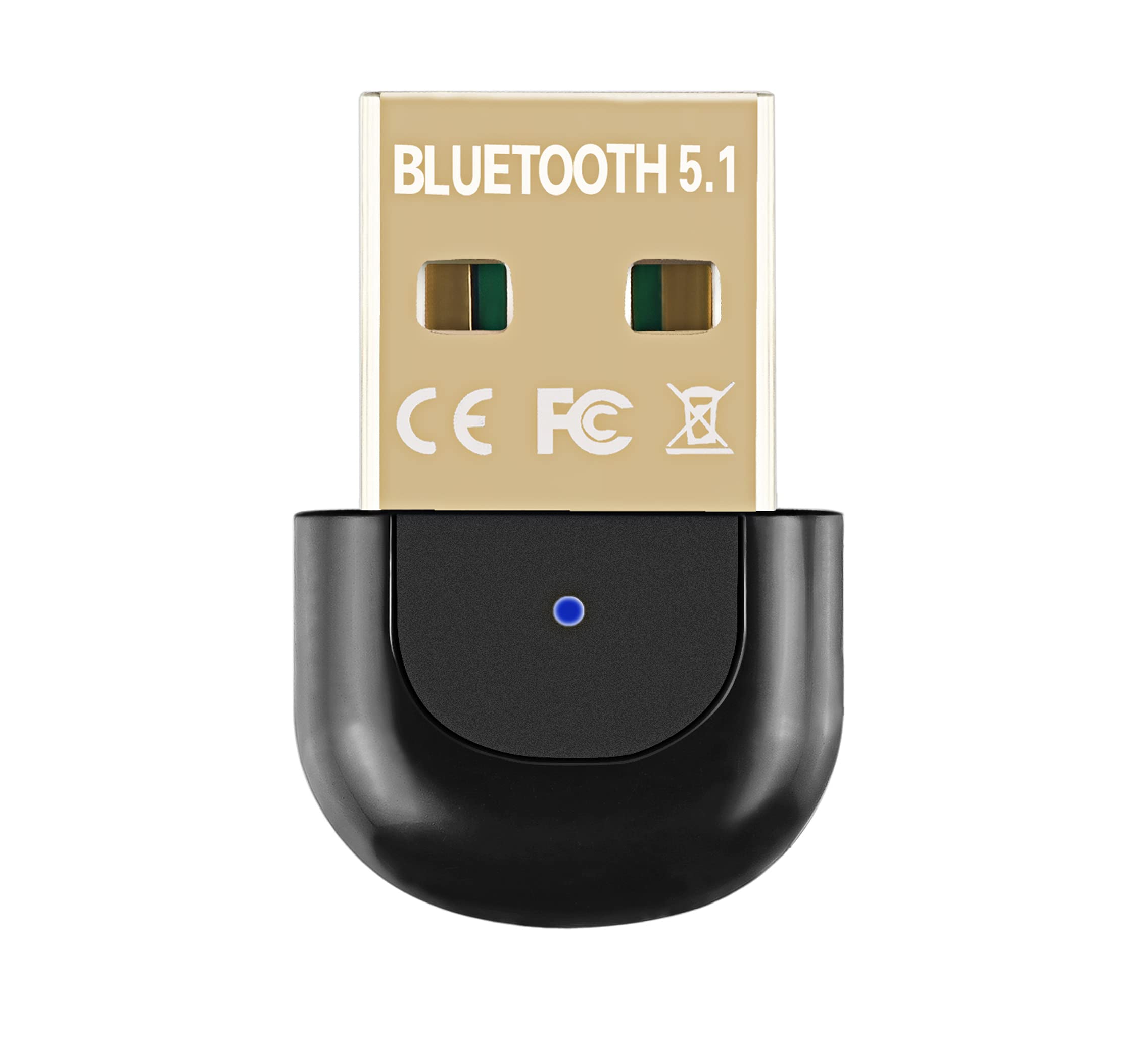 Mokeum Bluetooth 5.1 USB Adapter, Car Dongle, Transmitter Receiver, Win 7/8/8.1/10, Black