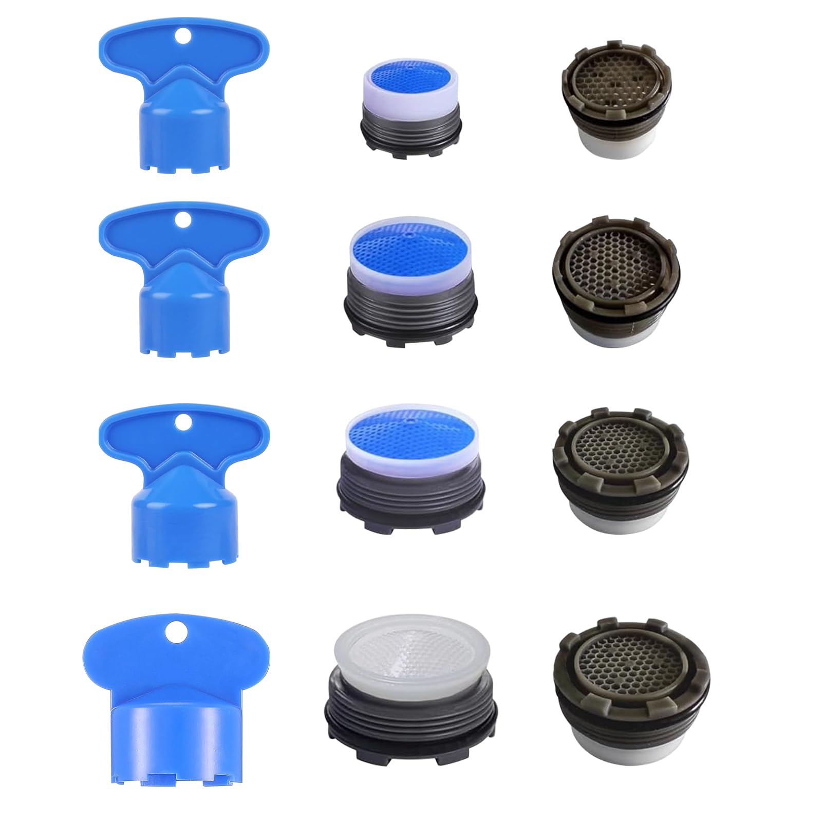 8 Pieces Aerators for Taps 16.5/18.5/21.5/24mm, Faucet Jet Regulator, Water Saver Faucet Strainer Insert, Faucet Filter, Faucet Aerator with 4 Sizes ff Wrench