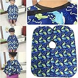 AKOAK Children Cartoon Dolphin Patterned Hair Cut Cap Waterproof Hairdresser Dressing Salon Gown Apron Cloak Cloth for Salon