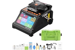 VEVOR Fiber Fusion Splicer 6 Motors, Core & Clad Alignment Fibers Optic Splicer with 6s Fast Splicing and 13s Heating, 5" LCD Screen, 3 in 1 Fiber Holder, 7800mAh Battery for SM MM DS NZDS Fibers