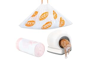 LOTUFLOR Drawstring Litter Liner Bags Compatible with Automatic Cat Litter Boxes 100 Count Tear Resistant Waste Drawer Liners