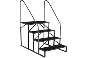 FRUYYZL 4 Step RV Stairs with 2 Handrails｜Update 3.0 Outdoor RV Steps with Anti-Slip Pedals｜Outdoor Steps for Travel Trailers｜Heavy Duty Mobile Home Stairs for Camper, Porch, Spa