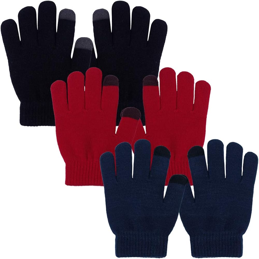 EvridWear Boy Girl Knit Warm Touchscreen Gloves, Fall Winter Cold Weather (2-14 Years): Clothing