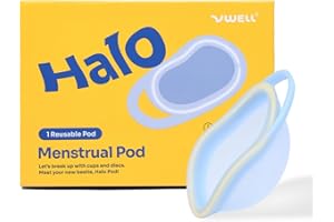 VWELL Halo Reusable Menstrual Disc Pod - One-Handed Insertion - Pull Tab for Easy Removal - Medical-Grade Silicone - Menstrual Cup, Tampon, Pad Alternative - 12 Hours Protection - Blue