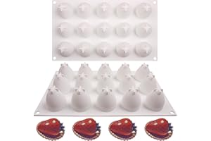 3D Strawberry Silicone Baking Mold, 15 Cavity, White