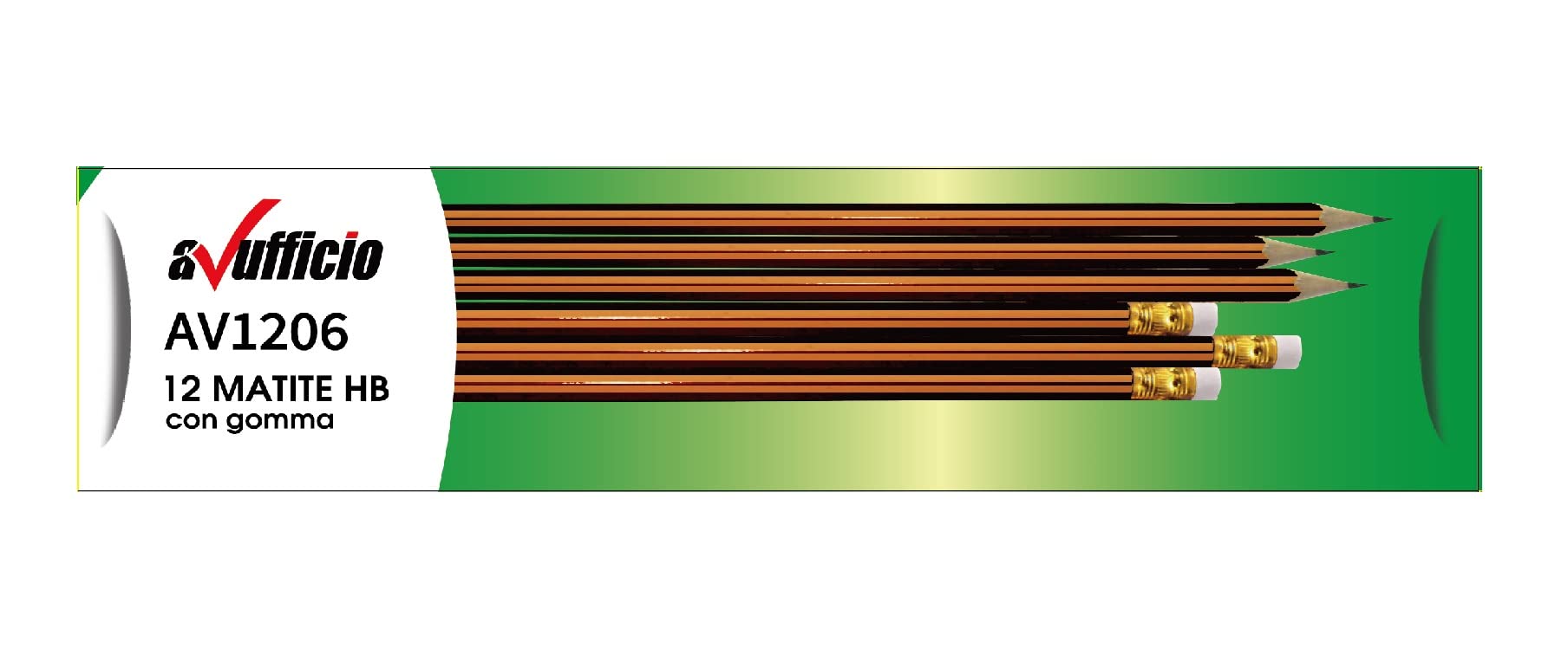 HB Wood Pencil with Rubber Pack 12 Pcs.