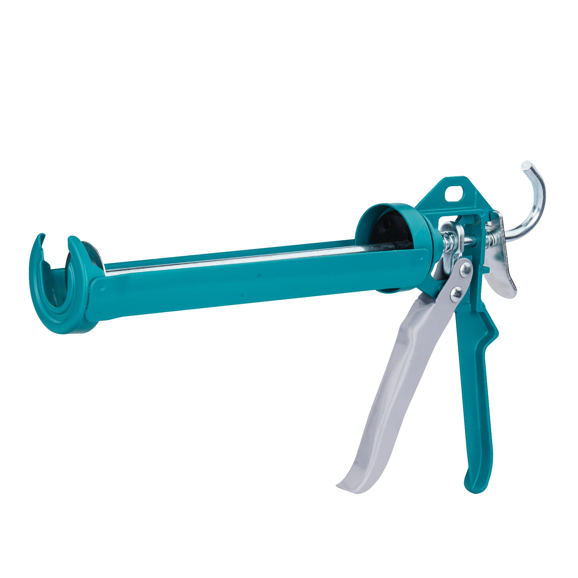 TOTAL - Silicone Gun - with Closed Applicator - Seals and Repairs Joints and Corners - Rotation Push Function - Comfortable Aluminium Grip - Length 230mm