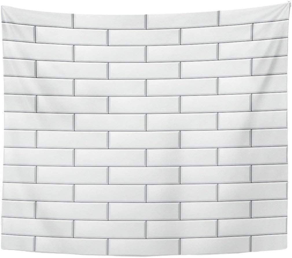 Tapestry Abstract with Modern Rectangular Brick White Tiles Realistic