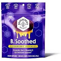 Beekeeper's Naturals B.Soothed Honey Elderberry Cough Drops, Immune Support with Vitamin D, Zinc and Propolis, Throat…