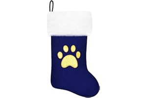 Eoocan 20 Inches Monogram Christmas Stockings Blue Velvet with White Super Soft Plush Cuff Embroidered Pets Paw Xmas Stocking Classic Personalized Stocking Decoration for Family Holiday Season Decor