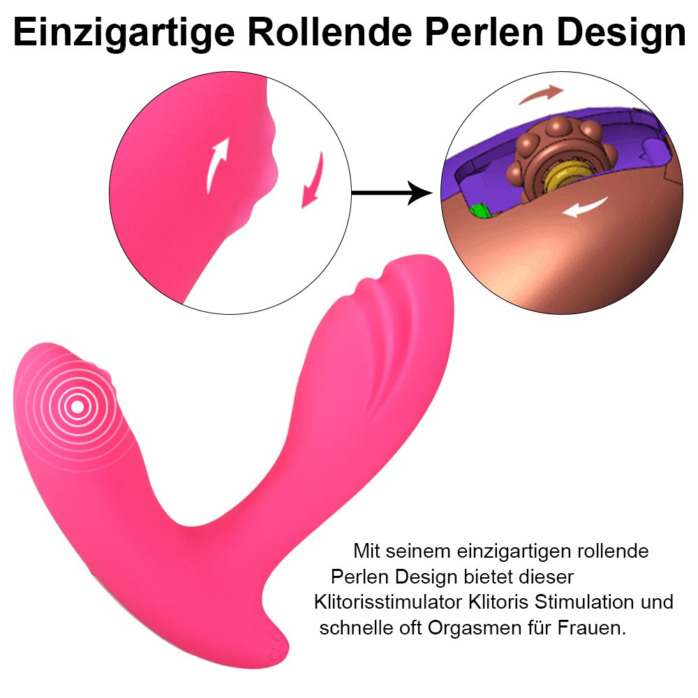 Butterfly Stoßfunktion Vibrator für sie Klitoris und G-punkt,Rollenden Perlen Design,Sexspielzeug für Frauen Paare
