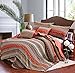 Best Bohemian Style Red Striped Twin Quilt Sets, 100% Cotton 2-Piece Patchwork Bedspreads Twin Size 69x86 Inch