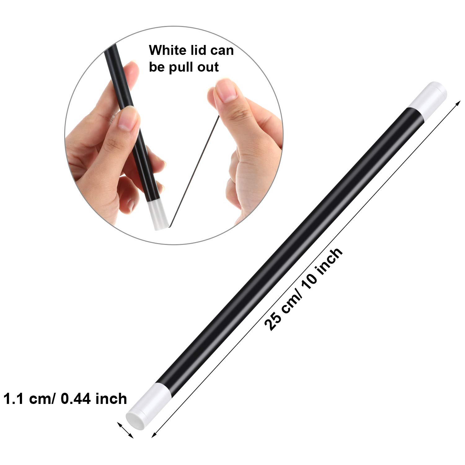 Gejoy 12 Pcs 10 Inches Plastic Magical Wand Black and White Spell Casting Stick Magician Wand for Witch Magician Costume, Halloween Party Favors, Birthday Games Kit