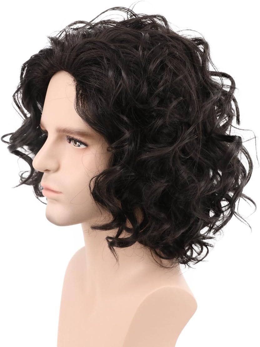 Karlery Mens Black Short Curly Fluffy Wig Halloween Cosplay Party Costume Wig - Image 5