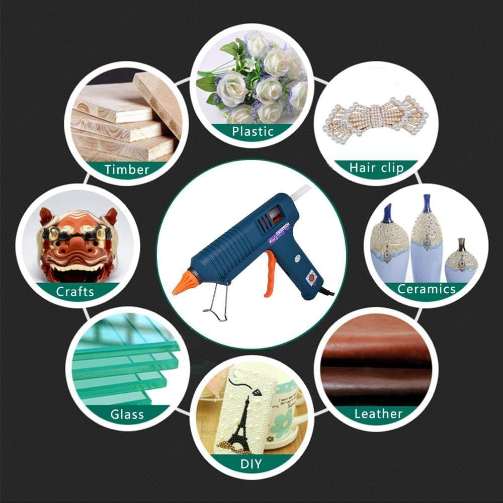 Craft Glue Gun Set, 150 Watts with 3 Copper Nozzles Temperature Adjustable DIY Repair Tool Professional Melting Glue Gun Include tweezer, Knife, Wrench, Finger Tips, Silicone mat and 5 Glue Sticks
