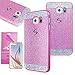 Galaxy S6 Glitter Case, EpicGadget(TM) Pink Bling Rhinestone Sparkle Diamond Hard Case Cover for Samsung Glaxay S6 S VI + HD Clear Galaxy S6 Screen Protector (US Seller!!)