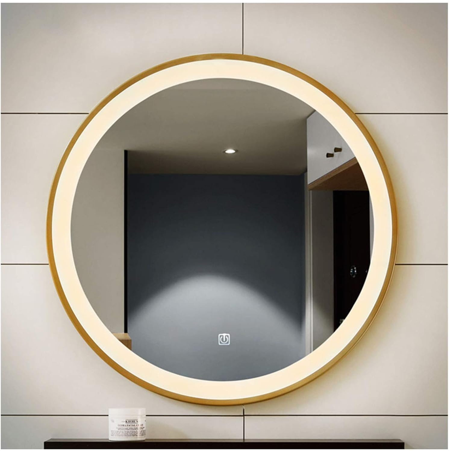 DELM Smart LED Illuminated mirror, Round touch switch wall mirror