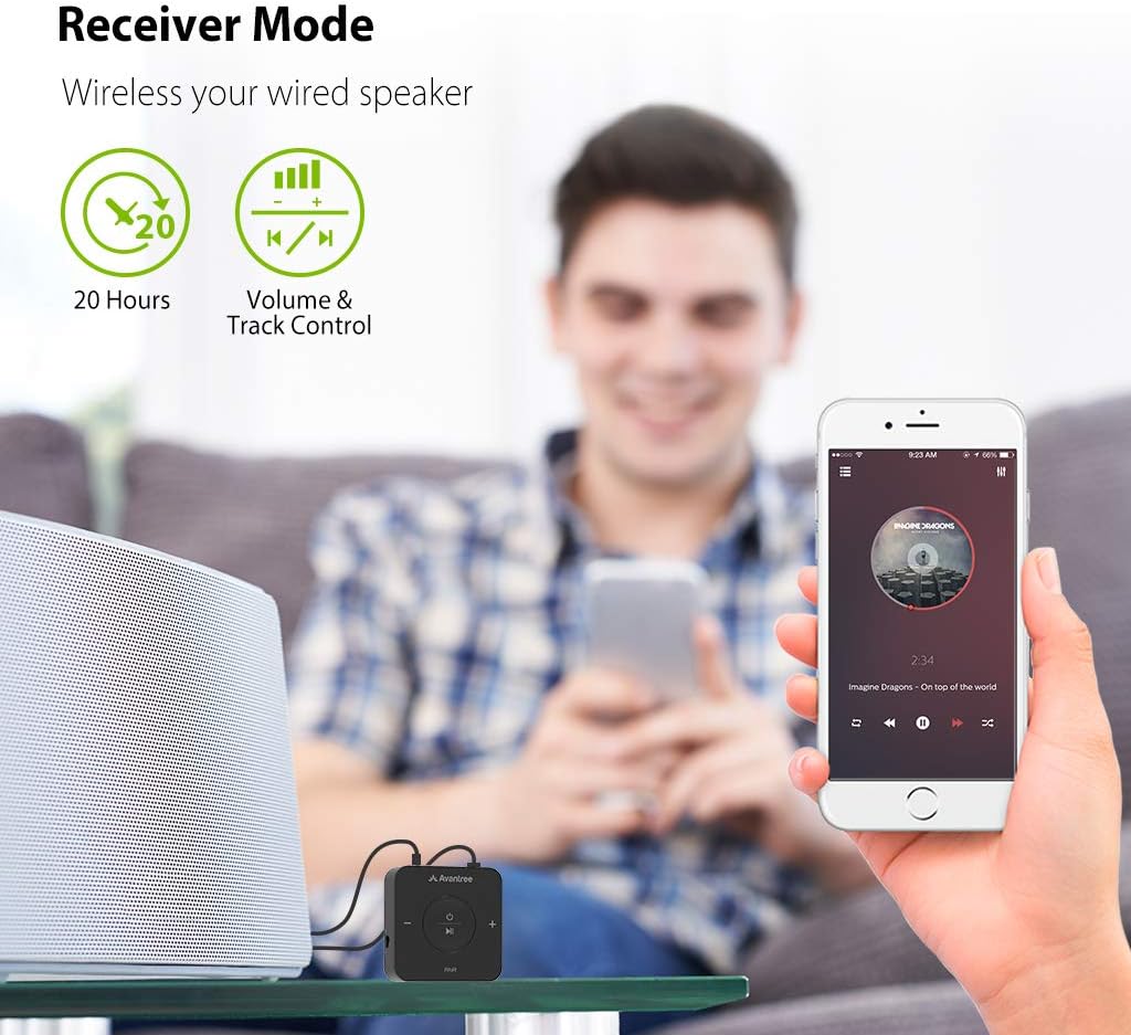 Avantree TC417 Bluetooth Transmitter Receiver for TV, Optical Digital Toslink, Volume Control for 3.5mm AUX, RCA, 20H Playtime, aptX Low Latency Wireless Audio Adapter for Headphones, Home Stereo: Computers & Accessories