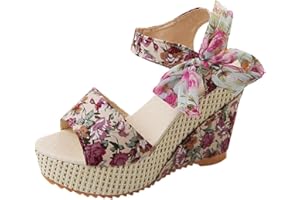 SEAOPEN Wedge Sandals for Women Espadrilles Comfort Casual Wedge Sandals Ankle Strap Sandals Open Toe Sandals