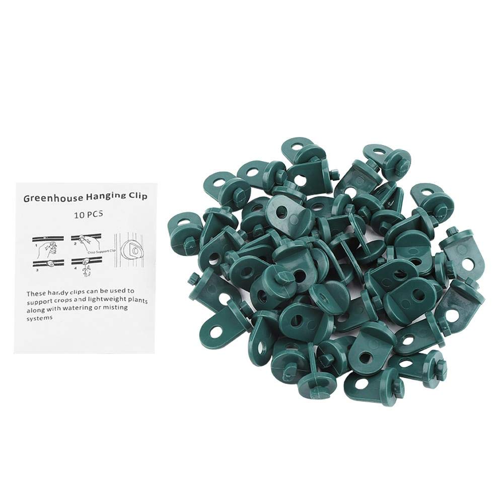 50Pcs Greenhouse Clips Hanging Clips Support Hooks Vine Crops,Baskets,Plant Pot,Flower Garden Parts Fastener kit Plastic(Green)