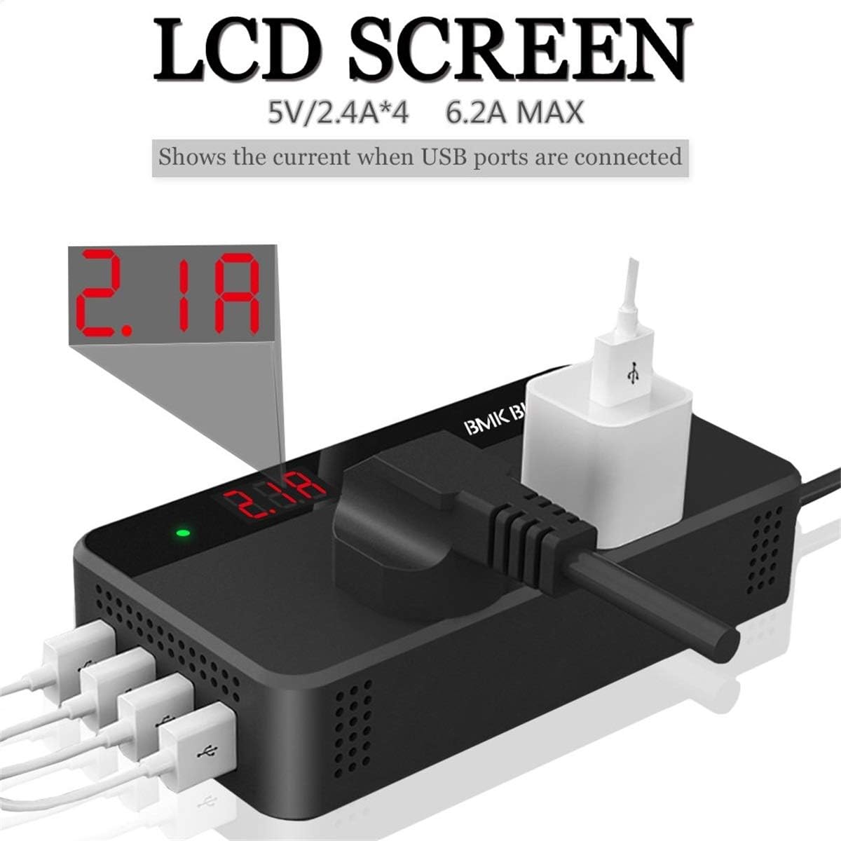 BMK 200W Car Power Inverter DC 12V to 110V AC Car Inverter 4 USB Ports Charger Adapter Car Plug Converter with Switch and Current LCD Screen: Car Electronics