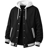 TRUTAILOR Men Varsity Jacket Hooded Sweatshirt Baseball Sports Jacket | Lightweight, Baseball Bomber Jackets, Letterman Sweater, School Uniform, Unisex Style, Casual Sports Coats, Baseball Hoodie