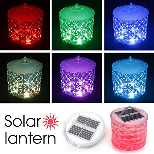 Iwolkon Solar Lantern Led Inflatable Light Waterproof Portable Lamp Rechargeable Camp Colorful Light Flashlights For Camping Hiking Survival Emergency Bundled With Mini Hand Pump