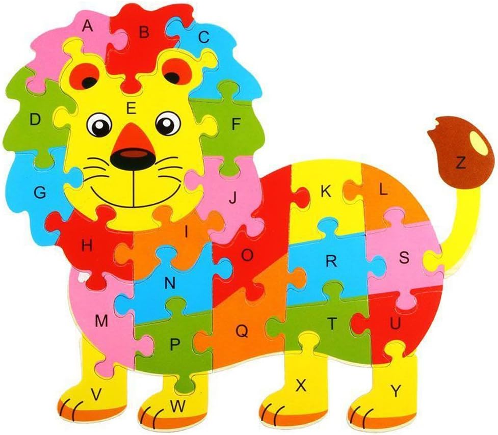 Jesse Kids Baby Wooden Lion Puzzle Numbers Letter Alphabet Jigsaw Learning Educational Toy