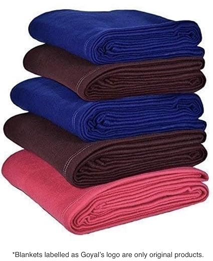 Goyals Fleece Single Bed Blanket, 55x88-inch, Blue, Red, Coffee - Set of 5