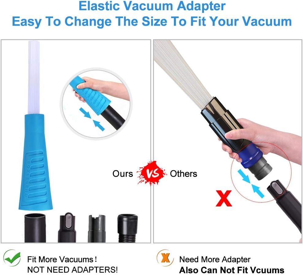 PetOde Universal Dusty Brush Vacuum Attachment Dust Cleaning Sweeper Vacuum Duster Attachment with Universal Adapter Flexible Tiny Tubes Dust Daddy -