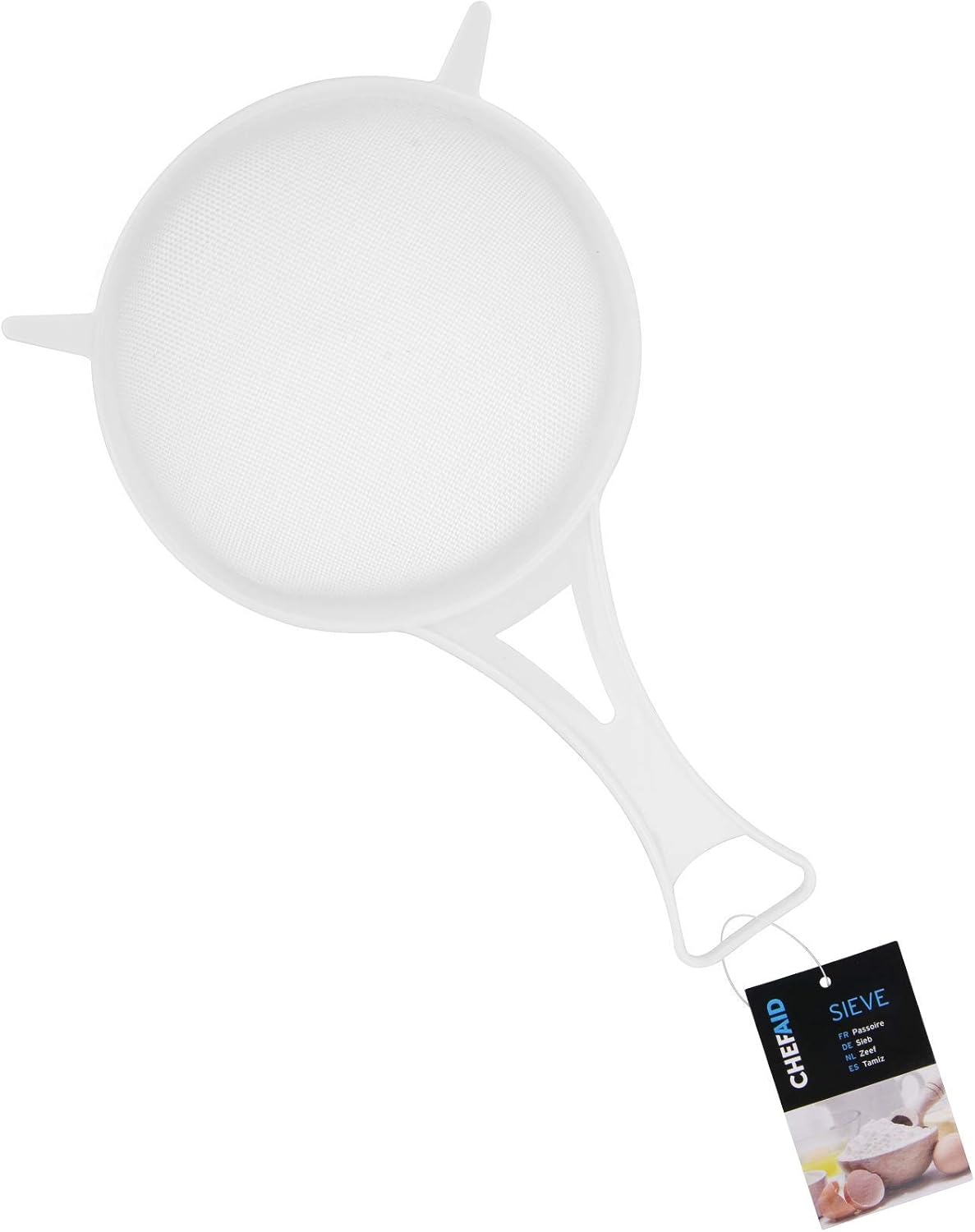 Chef Aid 22cm Wide Nylon Mesh Plastic Strainer in White, Ideal for Draining Straining, and Washing Beans, Fruits, Vegetables